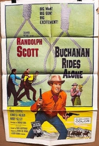 BUCHANAN REITET ALLEINE! '58 R.SCOTT WESTERN SELTENES ORIGINAL U.S OS FILMPLAKAT! - Bild 1 von 1