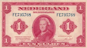 🇳🇱 PAÍSES BAJOS, 1 florín, 1943, p64, número de serie: FE735768 - Imagen 1 de 2