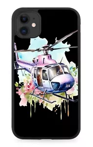 Funda de teléfono de goma para helicóptero acuarela helicópteros helicóptero diseño helicóptero DL65 - Imagen 1 de 2