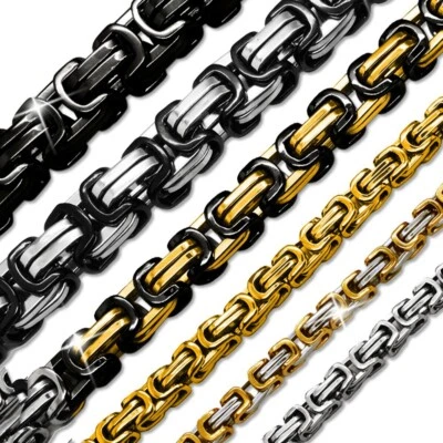 MARKENLOS Collana reale bracciale set catenina corazzata acciaio inox oro argento nero cm