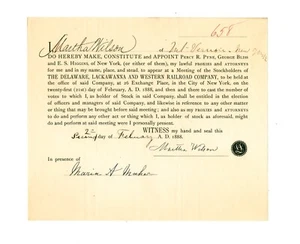 1888 Delaware Lackawanna & Western document signed Maria A Maher & Martha Wilson - Picture 1 of 5