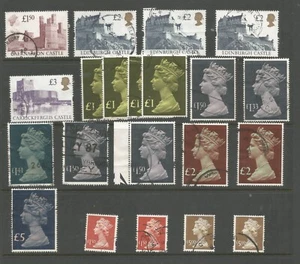 GB - QEII high value 21 Machins & Castles fine used - Picture 1 of 1