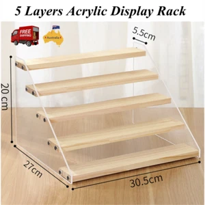 Wood Acrylic Display Stand Ladder Showcase Shelf Makeup Perfume Toy Rack Holder - Picture 1 of 11