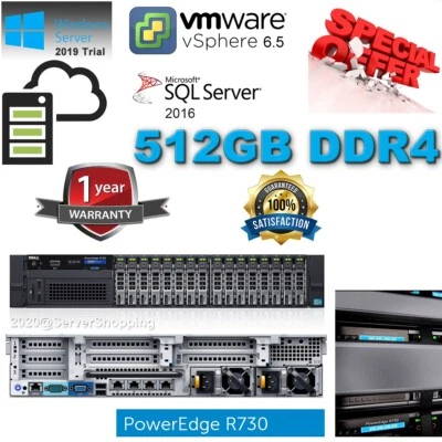 Dell PowerEdge R730 2x E5-2698v4 2.20GHz 512GB DDR4 H730P 2x750W 8xCADDY 2.5" - Image 1 of 4
