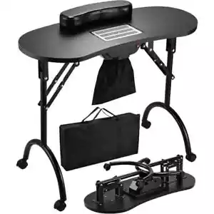 Portable Nail Table Manicure Desk Foldable Nail Tech Station with Dust Collector - Picture 1 of 12