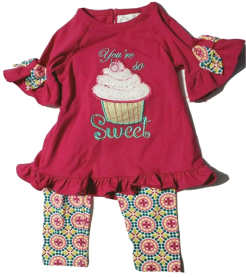 Новый девочек Эмили Роуз 2 изделия комплект вязаный верхняя рубашка леггинсы розовый чашка торт наряд 18 М - Изображение 1 из 1