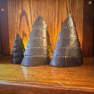 Juego de 3 candelabros vintage rústicos de metal perforado para árbol de Navidad - Imagen 1 de 6