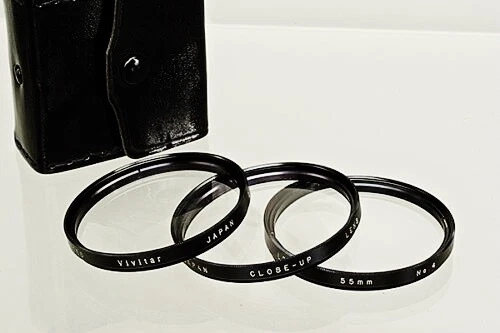 Vivitar Close-up Lens Set Screw-in 55mm Macro 1, 2, 4 w/ Case - Image 1 of 1