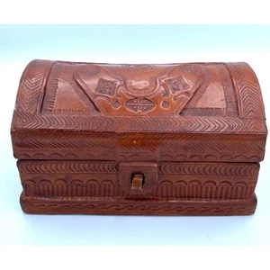Leder handgefertigt gestaltet runde Deckelbox Schmuck/Wohnkultur/Vintage - Bild 1 von 8