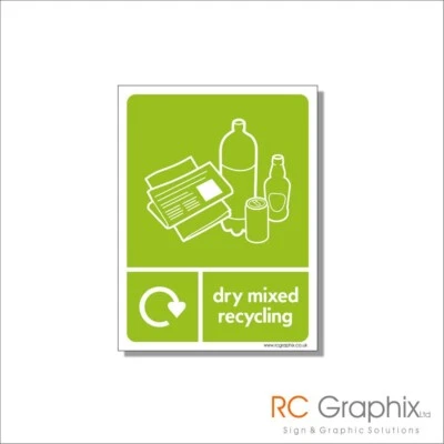 RC GRAPHIX LTD Recycling/Waste Signage - Weather Proof Vinyl Sticker - Dry Mixed Recycling