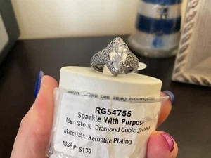 Sparkle With Purpose RG54755 Cz On Hematite plated Size 7 Bp Ring - Picture 1 of 3