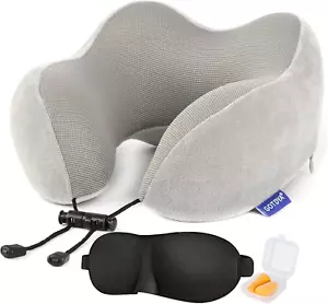 Travel Neck Pillow Memory Foam – Soft Support for Airplane Car Office & Home - Picture 1 of 16