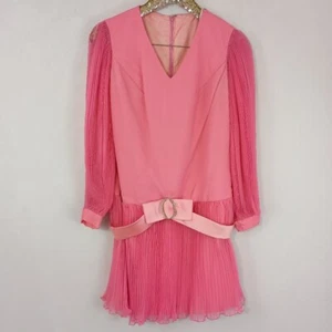 Vintage JR Theme Juniors Hot Pink Union Made Pleated Mini Dress - Picture 1 of 7