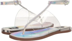 DKNY Women's Ava Flat Thong Sandal Iridescent Clear size 6.5 - Picture 1 of 8