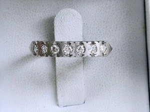 HEAVY PLATINUM DIAMOND WEDDING RING  SIZE 6 - Picture 1 of 9