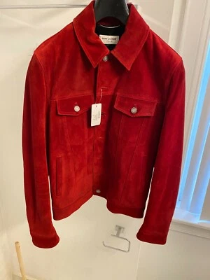 Saint Laurent Red Suede Jacket Size 48 - Image 1 of 4