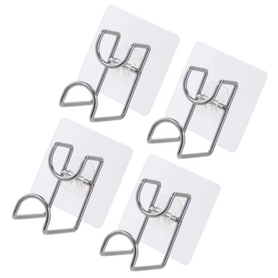  4 PCS Heavy-duty Stainless Steel Adhesive Hooks No-punch Wash Basin Wall Racks - Image 1 of 4