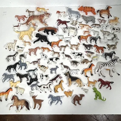 Lot of 86 Plastic Animal Minature Toys Figures Horse Dog Zebra Farm HIppo - Image 1 of 4
