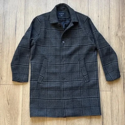 Abercrombie & Fitch Wool-Blend Plaid Gray Topcoat Men’s XL - Image 1 of 4