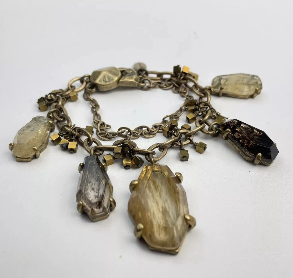 Pulsera Ann Taylor Joya Dije Antiguo Tono Dorado Declaración En Capas Boho Foto 1 de 4