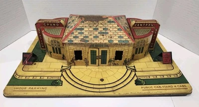 Marx Grand Central Station Tin Litho #2940 1930's Vintage W/Wired Lights - Image 1 of 4