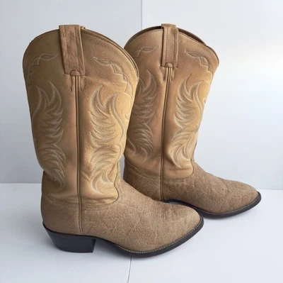 RARE VTG Tony Lama 1514 Men Western Cowboy Boots Exotic Elephant Print Sz 9 EE - Image 1 of 4