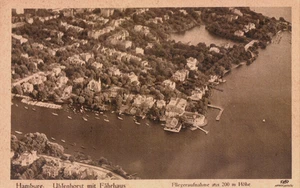 AK HAMBURG Uhlenhorst mit Fährhaus, Luftbild aus 200m Höhe 10/20er - Picture 1 of 1