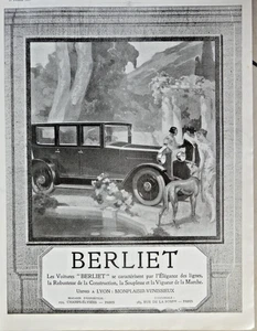 PUBLICITÉ DE PRESSE 1925 VOITURE BERLIET ÉLÉGANCE DES LIGNES ROBUSTESSE - Picture 1 of 1