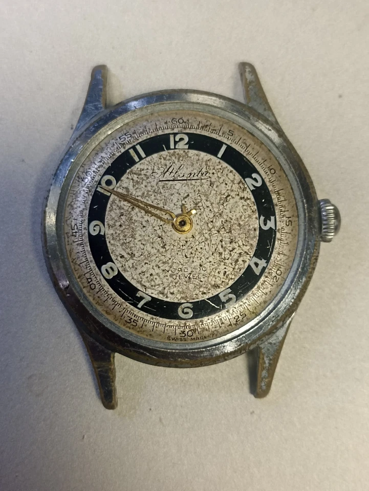 Atlantic Watch  36 mm with crown. Mechanical, For Repair! Working. - Image 1 of 4
