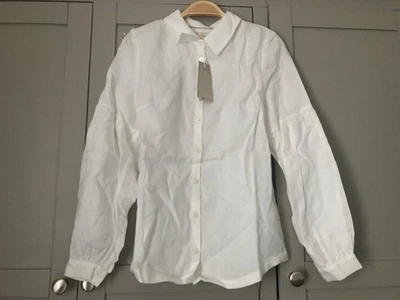 Boden Anna Blouson Linen Shirt Size 10R White Statement Sleeve New RRP £80 - Image 1 of 4
