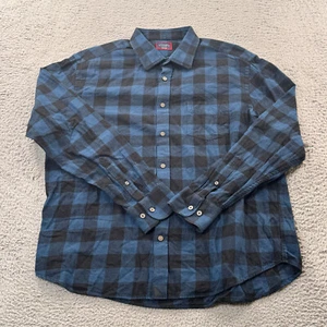 Untuckit Hemd Herren XL Extra Large Flanell Freizeit blau kariert Knopfleiste Arbeit - Bild 1 von 9