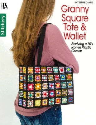 GRANNY SQUARE TOTE & Wallet Plastic Canvas Pattern Book ~ 2 Designs - Image 1 of 3