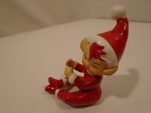 Vtg Lefton Christmas Ceramic Red Pixie Elf Candle Hugger Climber Figurine - Picture 1 of 6