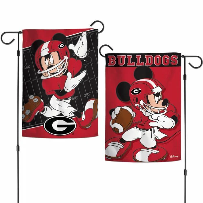 GEORGIA BULLDOGS MICKEY MOUSE 2 LADOS BANDERA JARDÍN 12"X18" PATIO PANCARTA DISNEY Foto 1 de 1