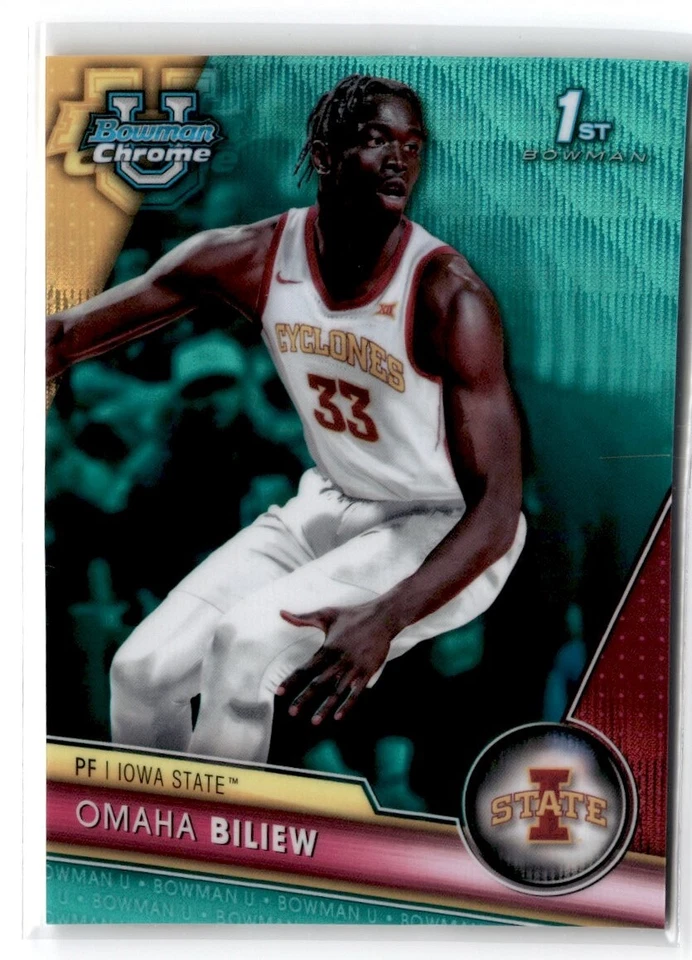 2023-24 Bowman Chrome U 1st Bowman Teal Wave Refractor Omaha Biliew 251/299 Iowa - Image 1 of 2