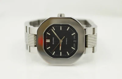 Reloj Automático Clerc Cronómetro Acero Inoxidable 35mm Esfera Fecha Negra 9802 Foto 1 de 4