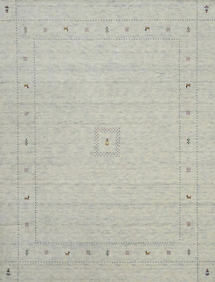 Artisan-made Ivory Color Wool Area Rug Hand-knotted Gabbeh Carpet 8x10 ft - Image 1 of 4