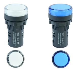 x15 22mm LED Pilot Lights 24V- Choose White or Blue warning lamp - Picture 1 of 3