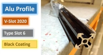 2020 Aluminium / Aluminum Extrusion Profile - V-Slot 6 - V Slot 2020- Black
