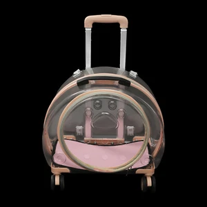 Transportador transparente y totalmente transpirable para perros/gatos con ruedas rodantes para viajar - Imagen 1 de 15