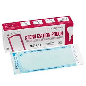 1000 3.5" x 10" Dental Sterilization Pouches Sterilizer Autoclave Bags Tool Nail - Picture 1 of 8