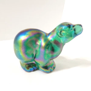 Fenton Eisbär grün irisiert Karneval Glasfigur 4 Zoll - Bild 1 von 8