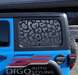 Fits 2018-2025 Jeep Wrangler (4 Door) Rear Window Leopard Cheetah Print Decal - Picture 1 of 3