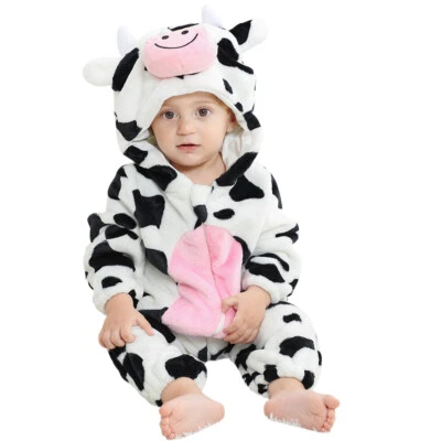 Baby Toddler Cow Costume for Infant Kids Girls Boys Halloween Animal Romper Cute - Image 1 of 4