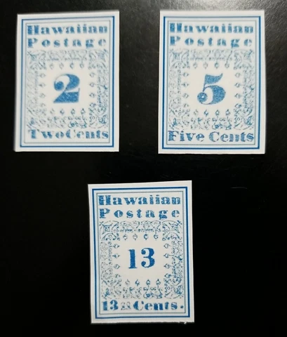 1851 Hawaiian Missionary Stamp Replica Set of 3 Cover