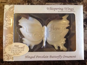 NEW- Whispering Wings Porcelain Hinged Butterfly "Hope" Ornament - Picture 1 of 3