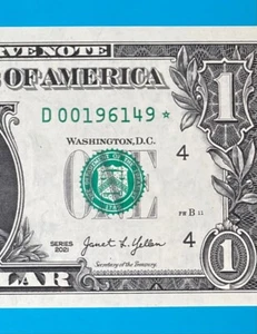 1961 April 9 : D 00196149 * BIRTHDAY Note $1 One Dollar Bill *UNC* - Picture 1 of 3
