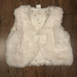 CREAM FAUX FUR GILET EUR 92 BABY GIRLS H&M WINTER PARTY TOWIE CELEB TODDLER LOVE - Picture 1 of 6