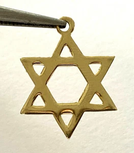 Signed Creed 14K Solid Yellow Gold Star of David Ladies Pendant Charm  - Picture 1 of 12