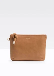 V NWT VINCE LEATHER PALM MINI WOMEN POUCH $95 in TAN - Picture 1 of 2